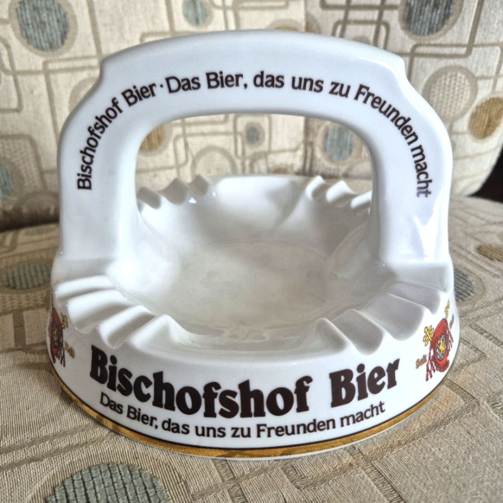 Vintage  Bischofshof Bier White Ashtray